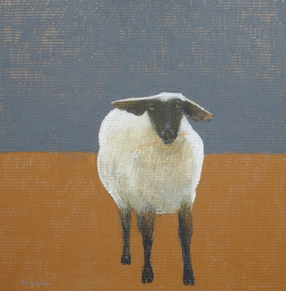 Oil Pastel of a black faced sheep